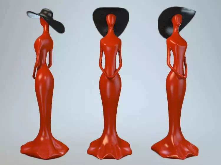 Statuette of Woman in a Hat 3D model_0
