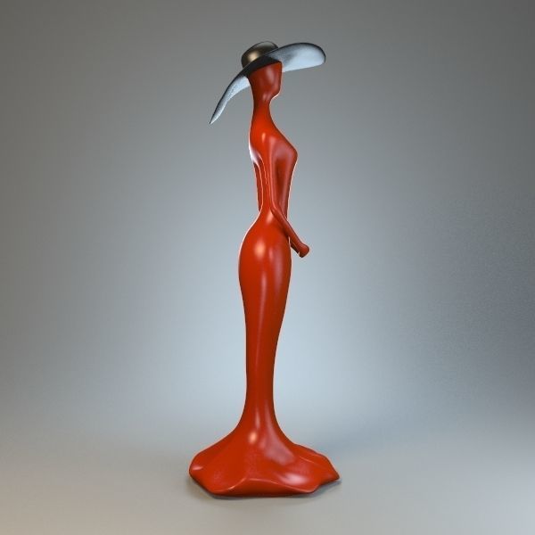 Statuette of Woman in a Hat 3D model_5