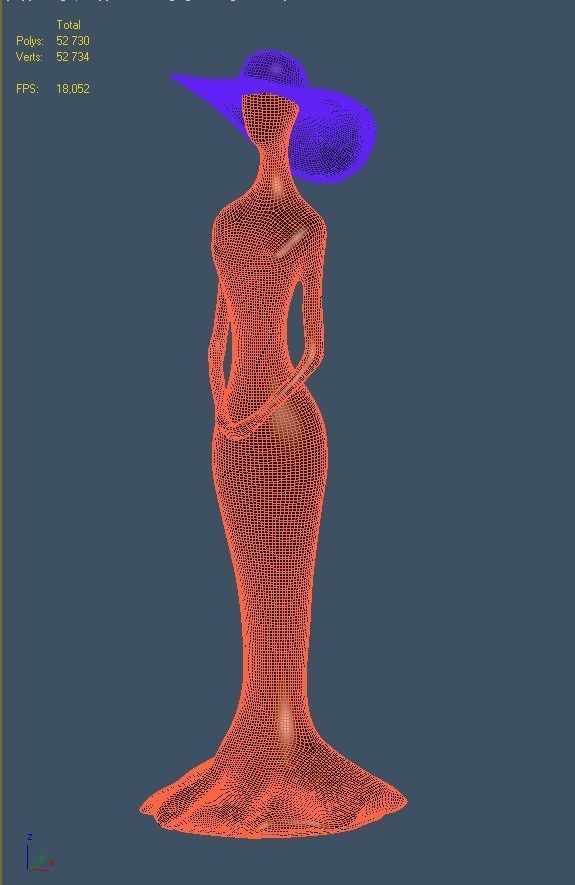 Statuette of Woman in a Hat 3D model_6