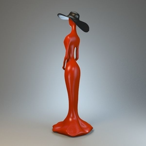 Statuette of Woman in a Hat 3D model_1