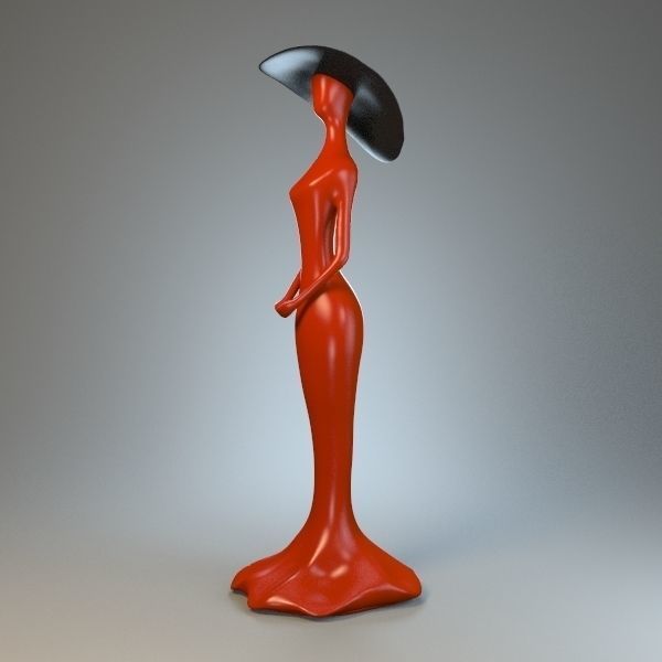 Statuette of Woman in a Hat 3D model_4