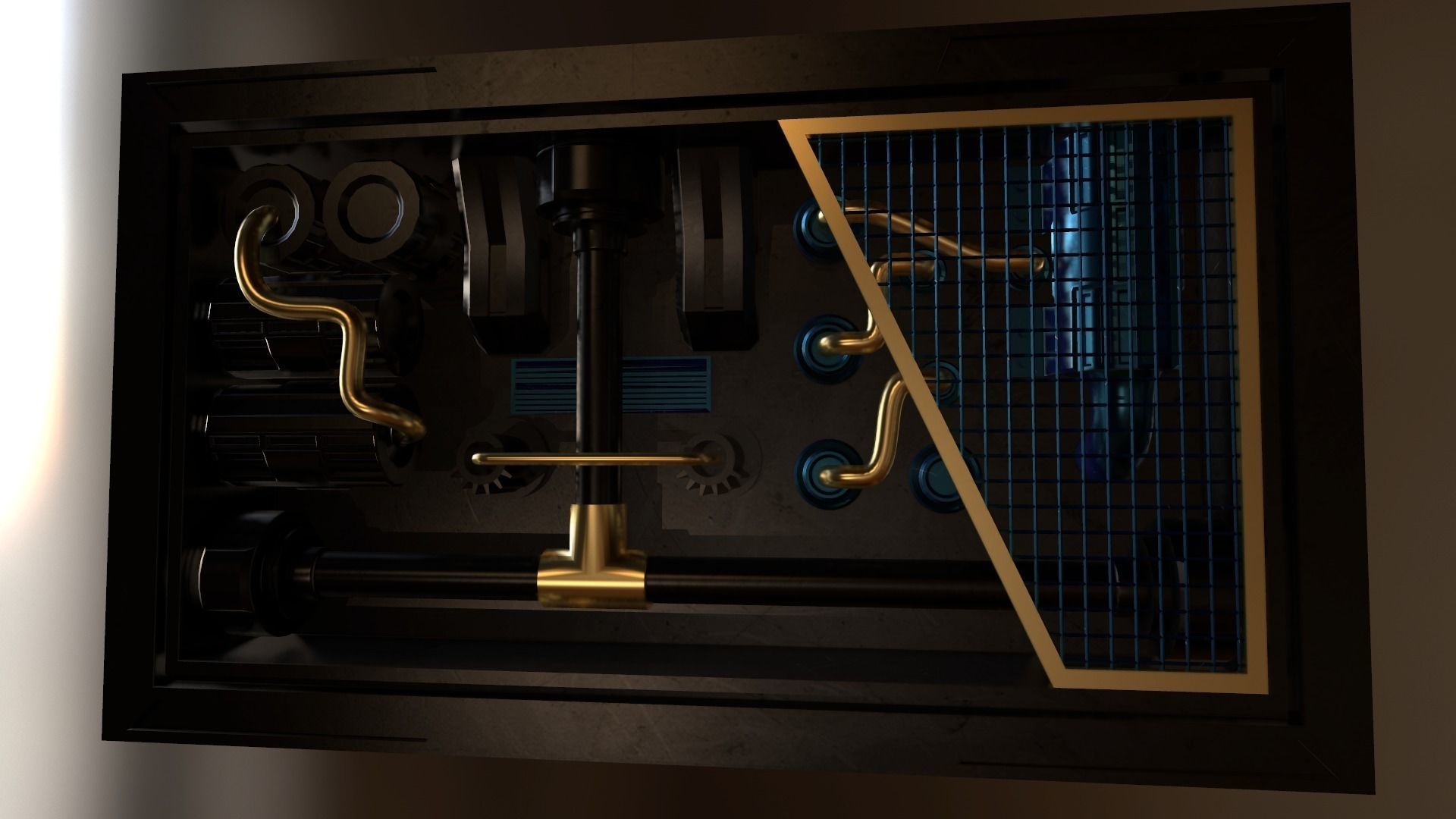 Sci fi Interior Wall Greeble - Module Low-poly 3D model_1