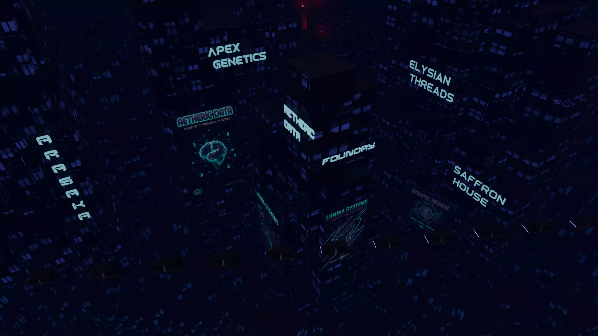 cyberpunk styled high rise city 3D model