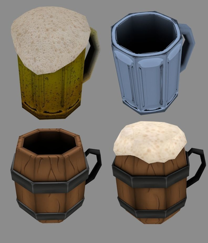 Beer jars Wood and Glass Low-poly 3D model