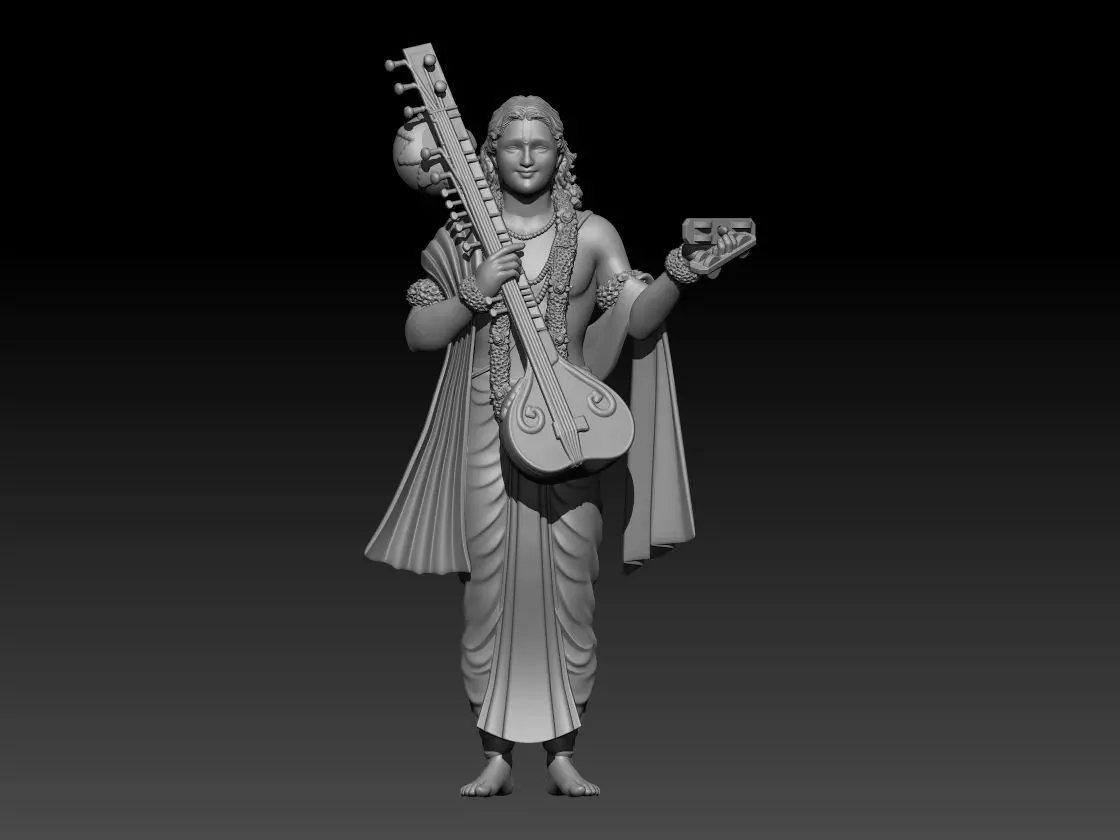 Divine Sage Narada Muni with Veena - 3D Printable STL 3D print model