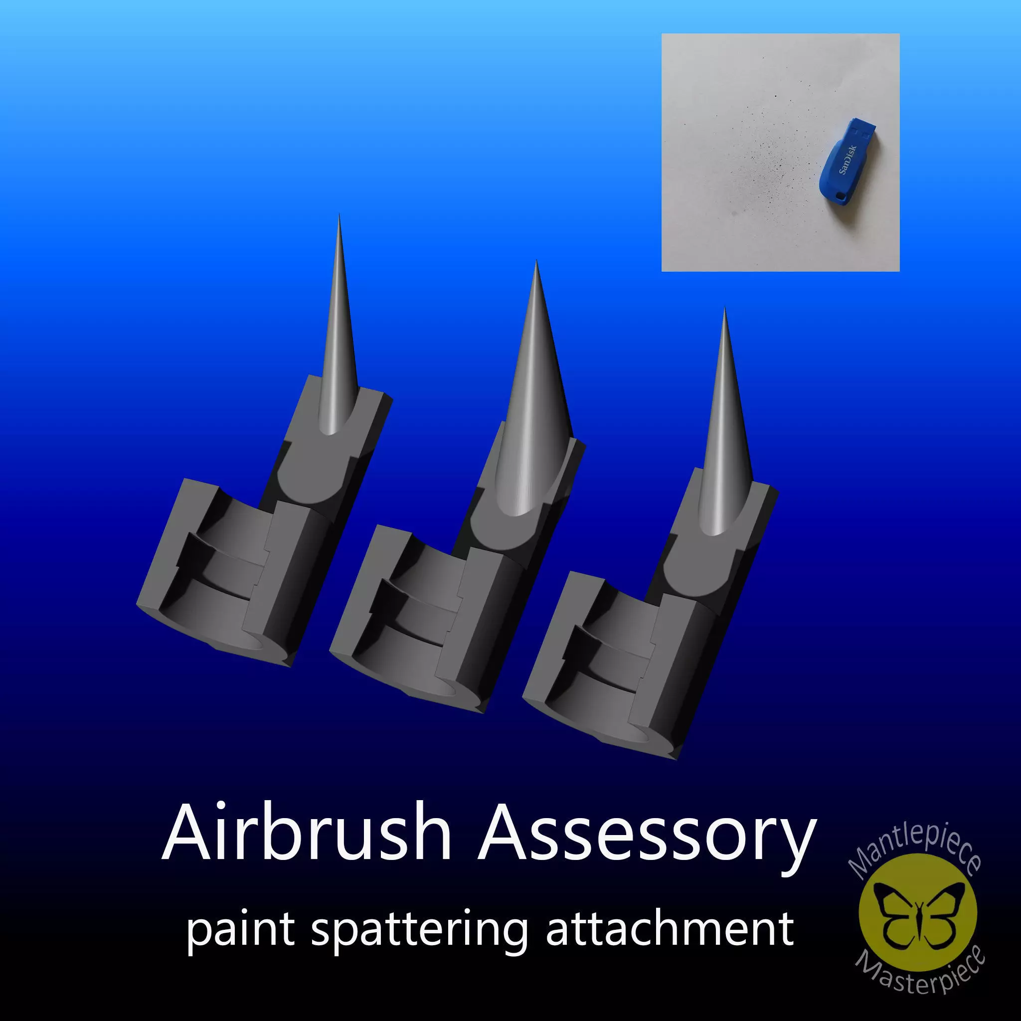 Airbrush Spatter Texture Attachment without pressure changes 3D print model