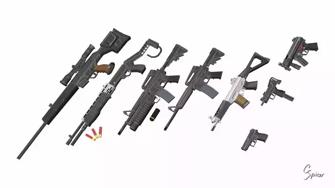 Low-Poly Weapons Collection 01 Low-poly 3D model