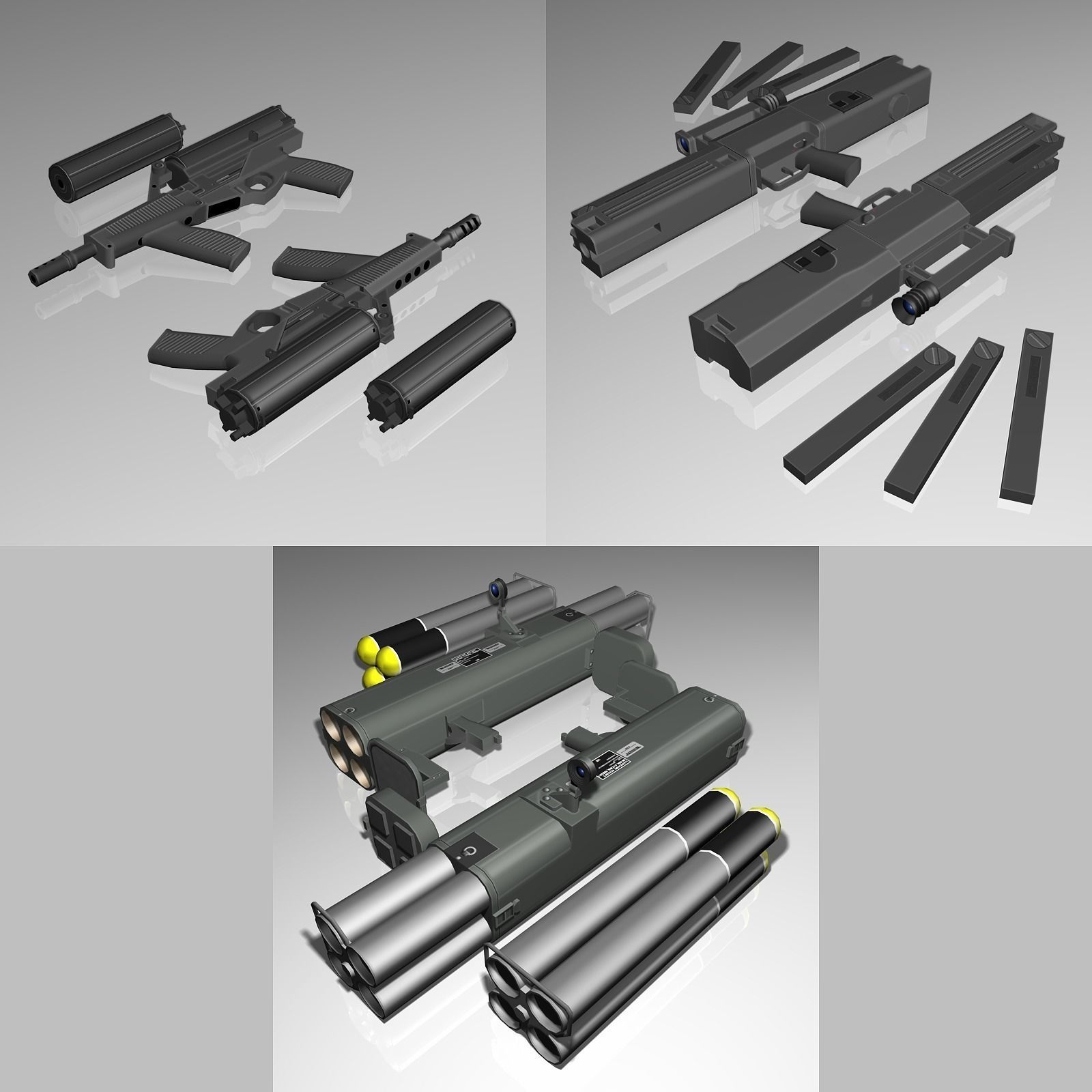 Weapons Collection 02 Low-poly 3D model_0
