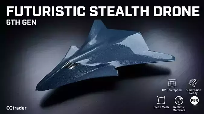 Stealth Fighter Jet PBR UAV High Poly FBX OBJ