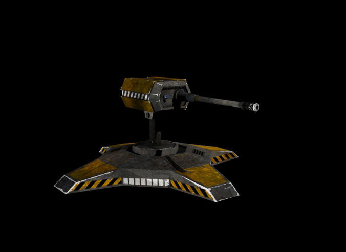 Machinegun turret Low-poly 3D model