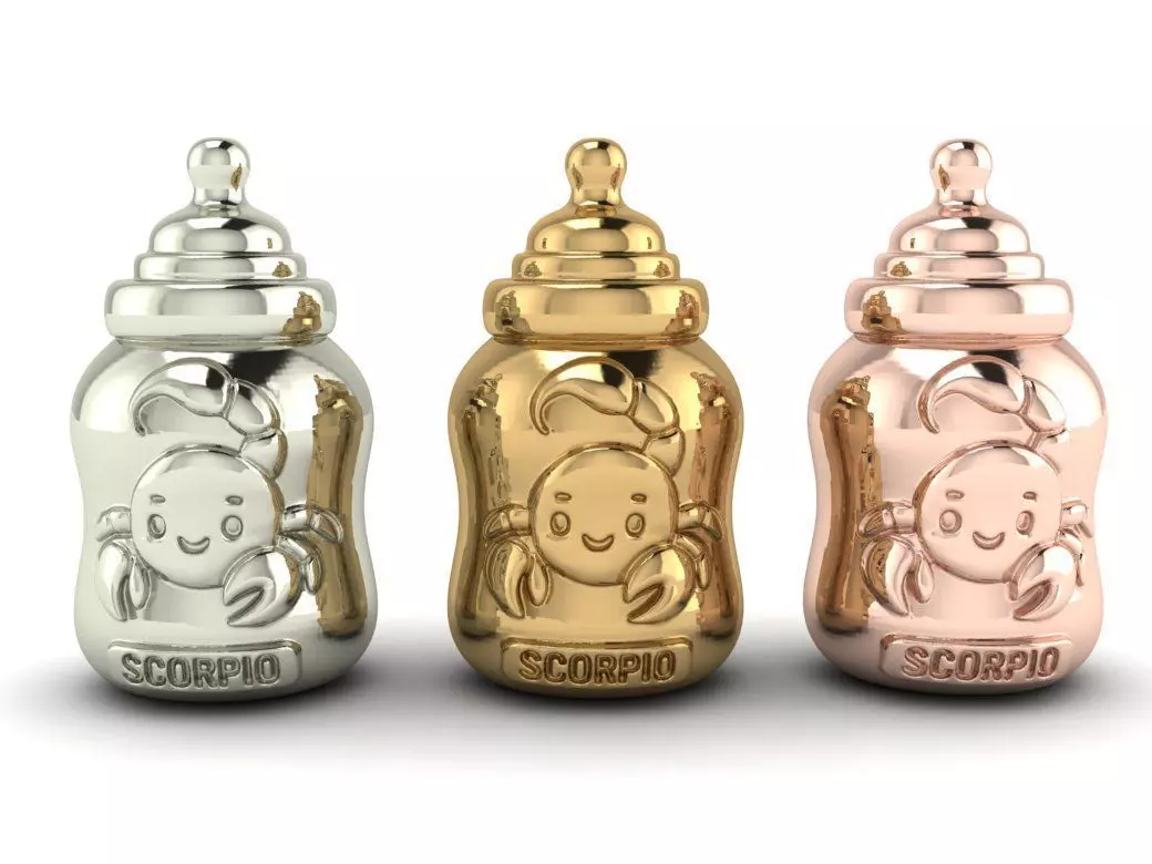 Scorpion Zodiac Baby Milk Bottle Pendant - Jewelry 3D Model 3D print model