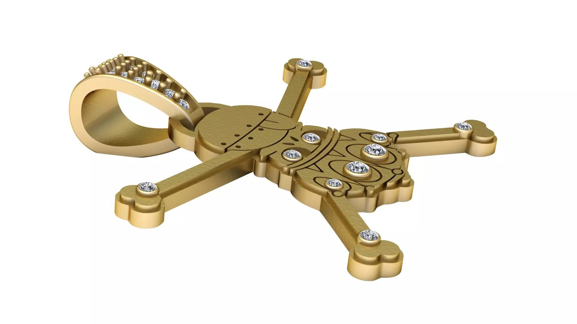 King of Pirates Straw Hat Jolly Roger Pendant 3D print model