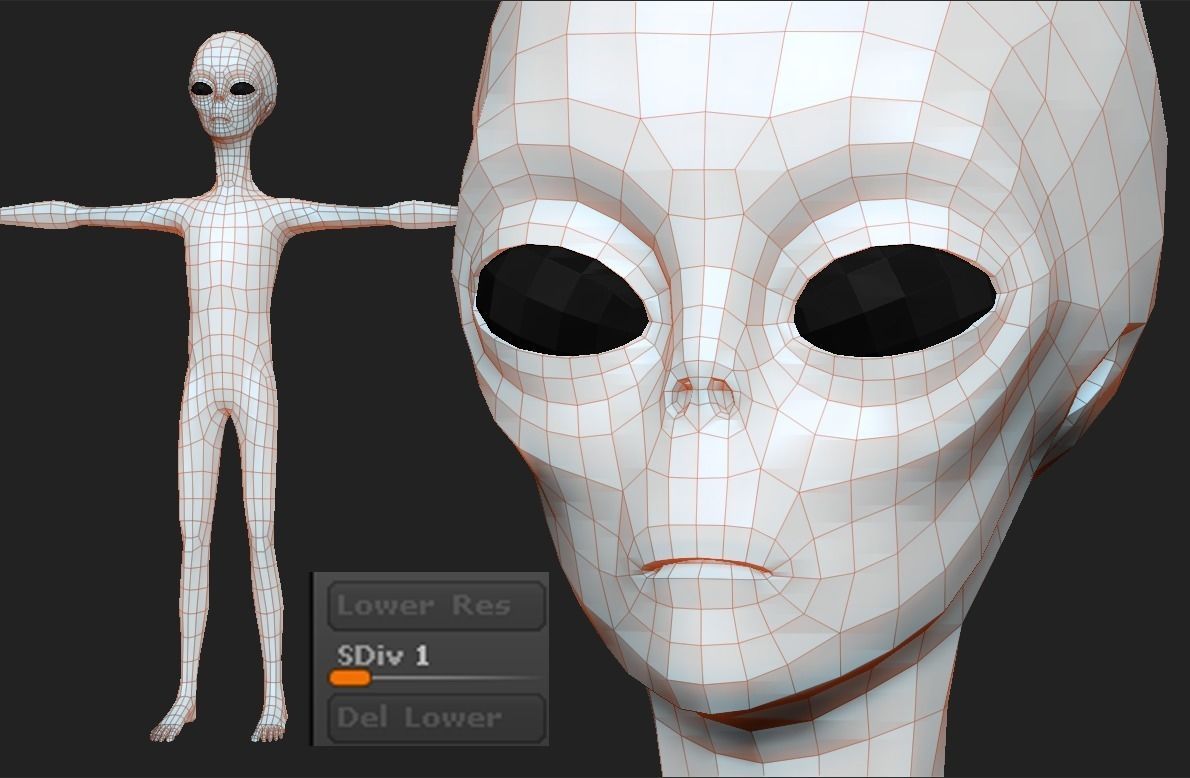 Realistic Alien 4 Sculpt 3D model_5
