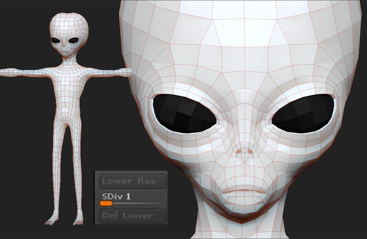 Realistic Alien 5 Sculpt 3D model_5