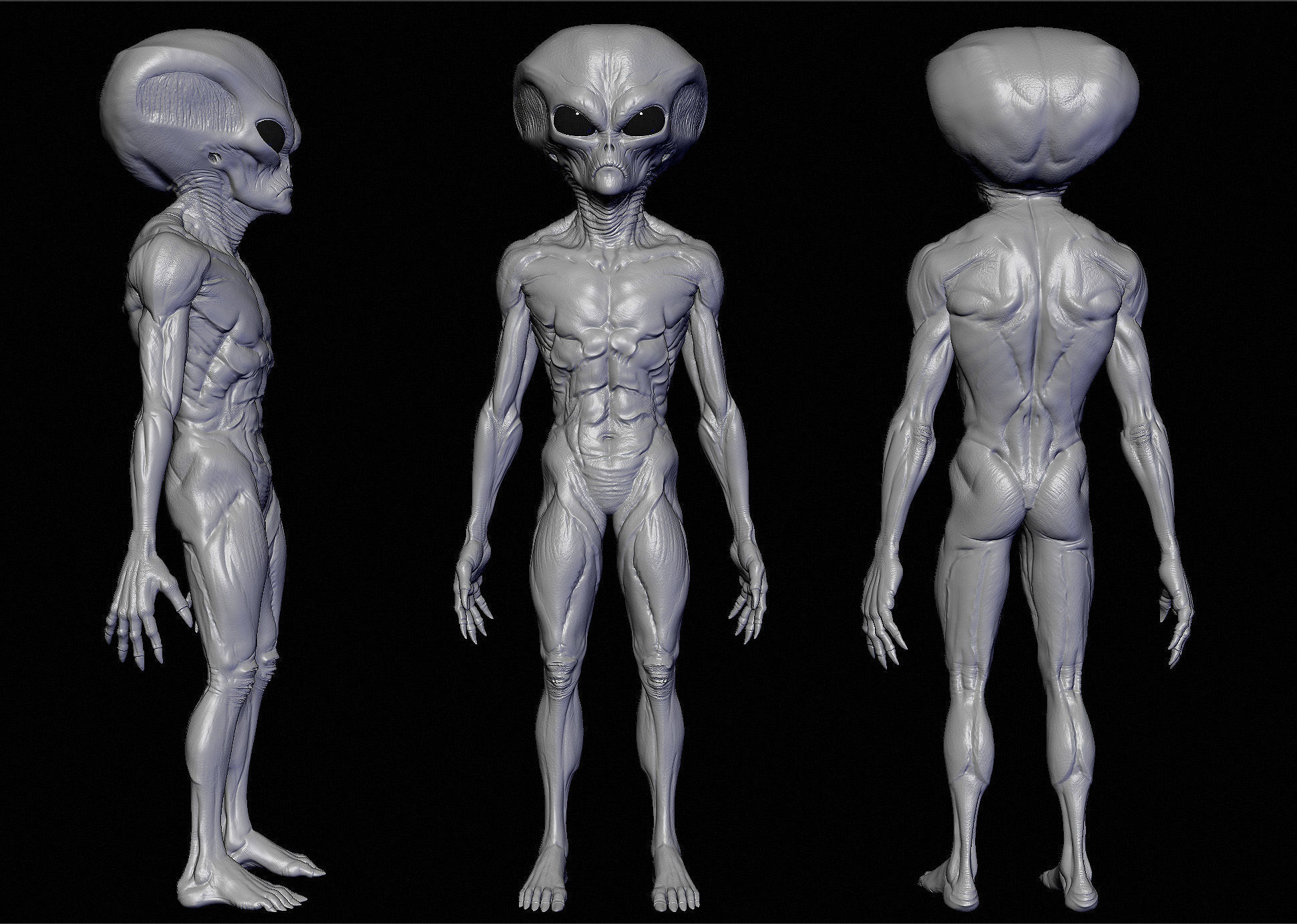 Realistic Alien 7 Sculpt 3D model_2