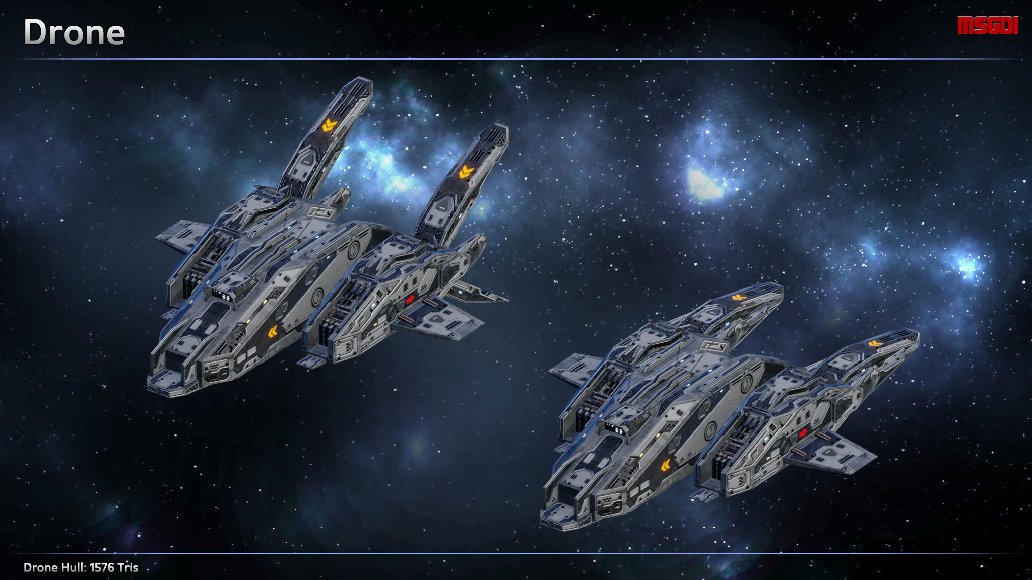 Spaceship Drone Carrier Low-poly 3D model_2