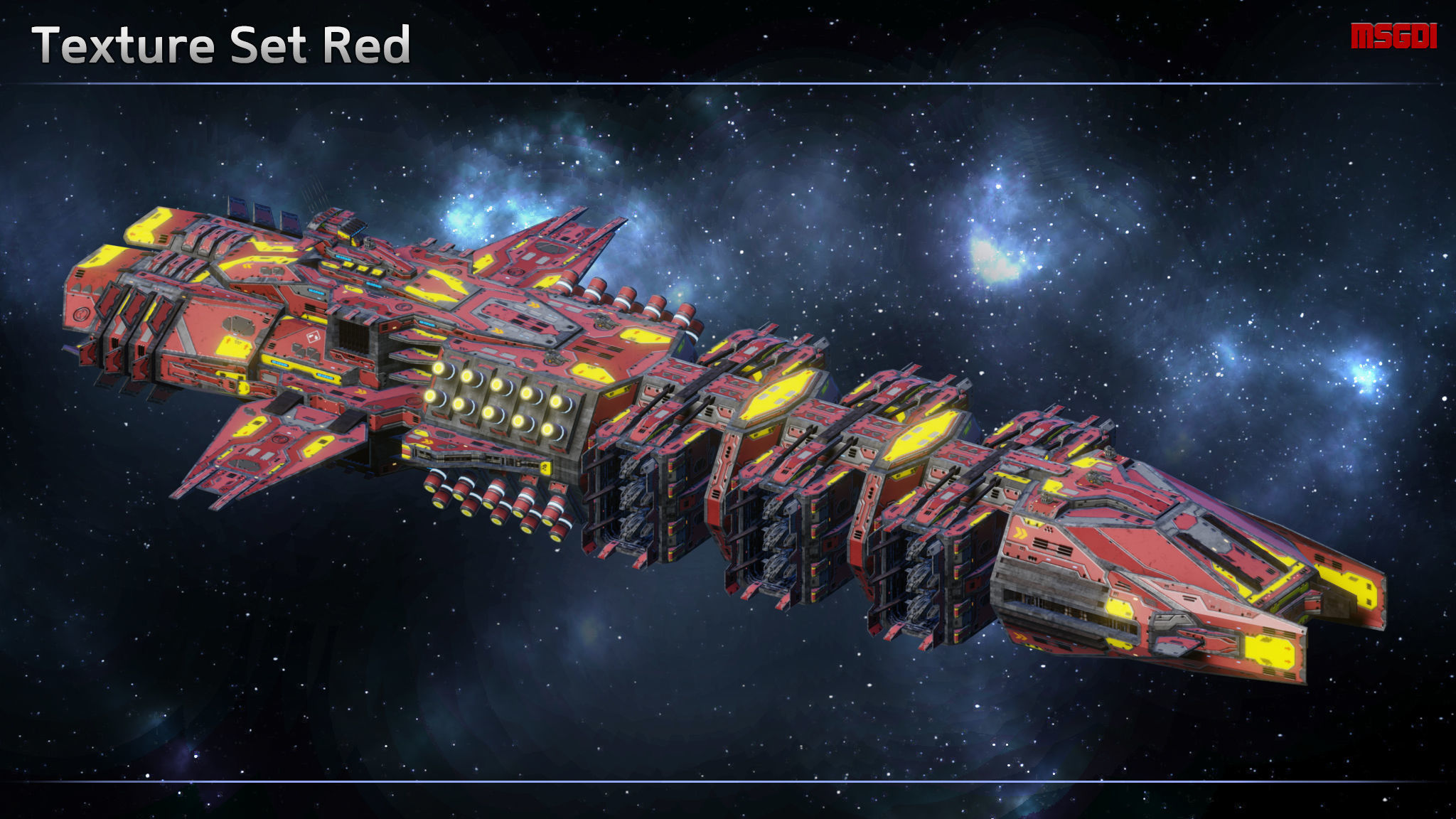 Spaceship Drone Carrier Low-poly 3D model_9