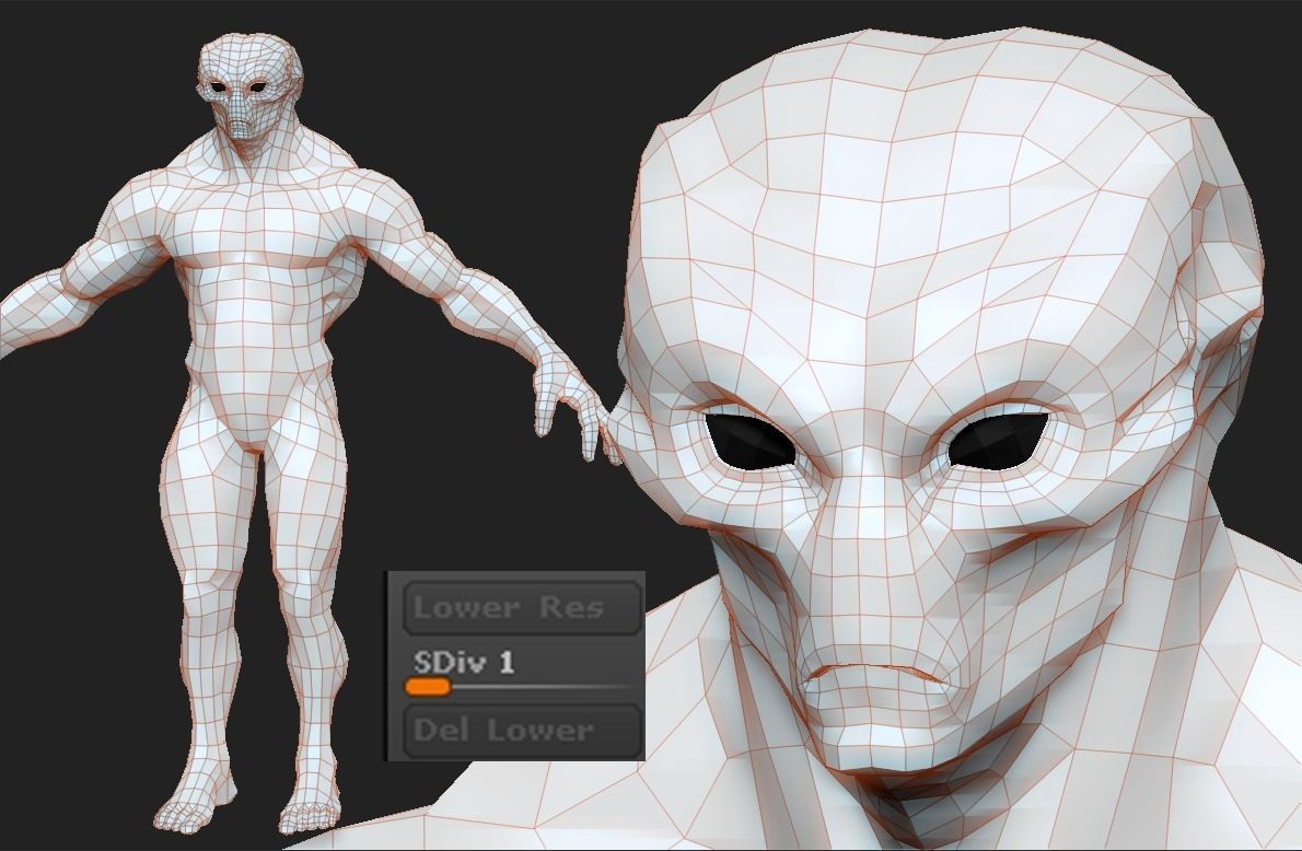 Realistic Alien 10 Sculpt 3D model_5