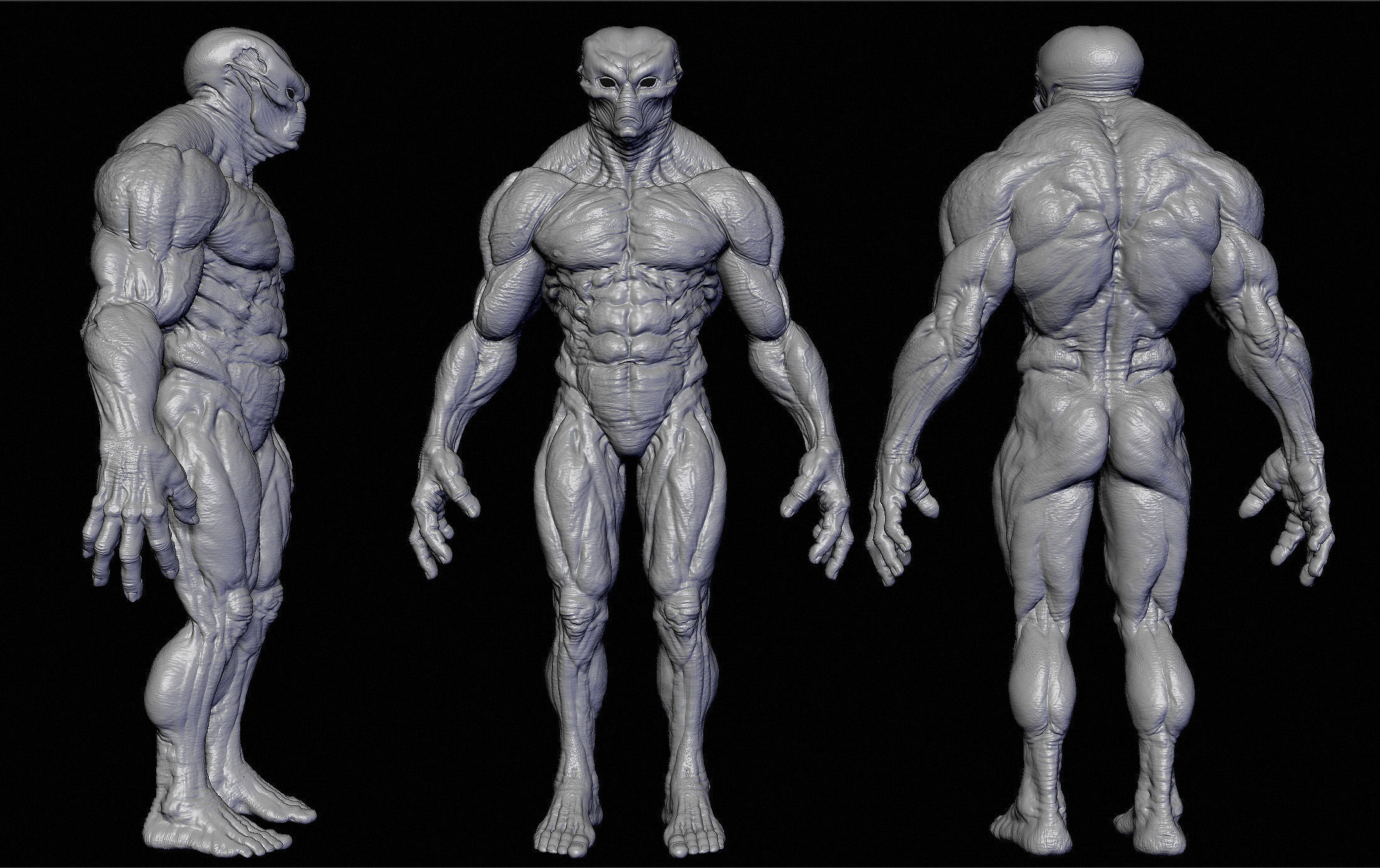 Realistic Alien 10 Sculpt 3D model_2
