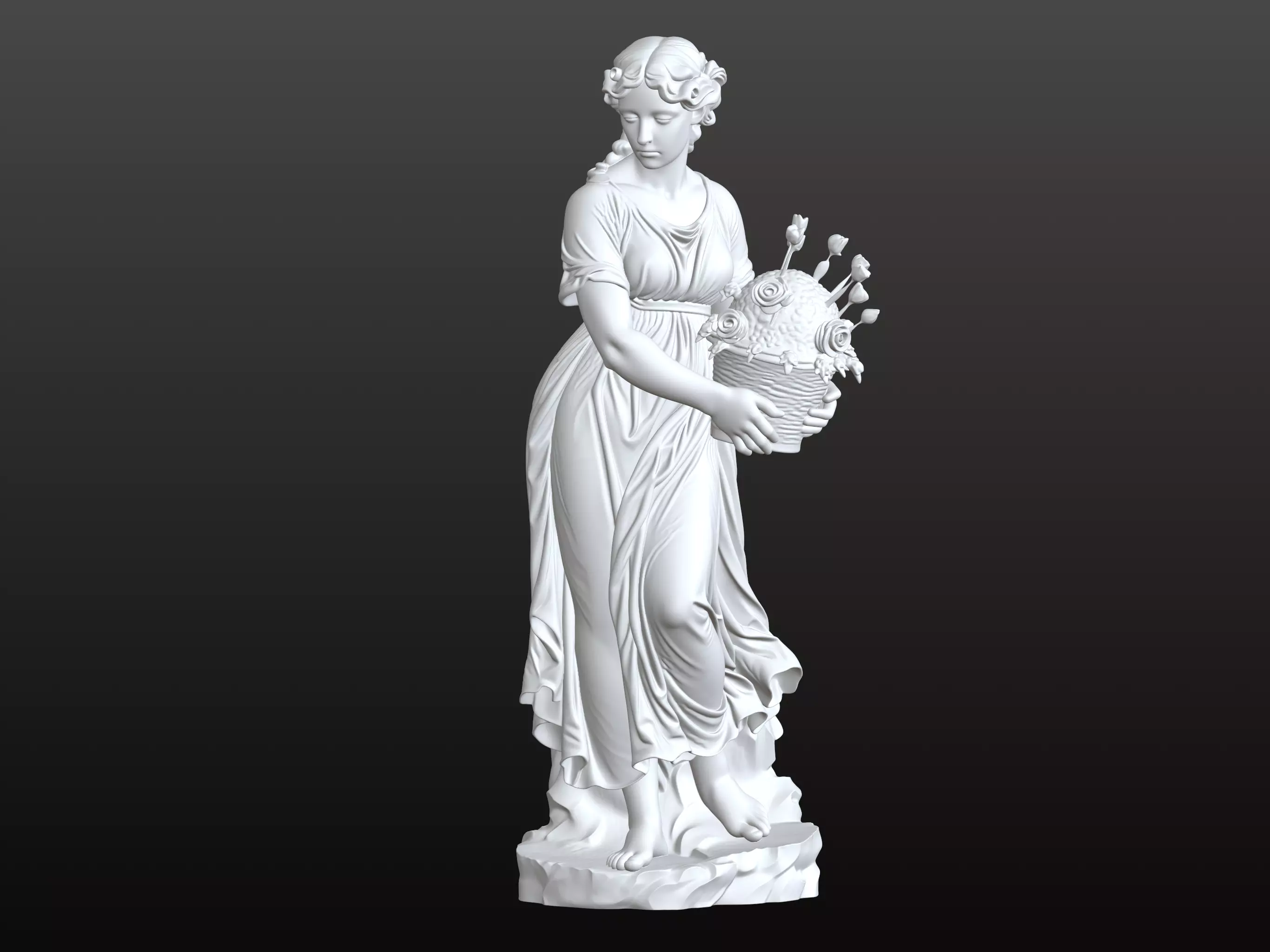 Porcelain Lady STL Capodimonte Style Floral Sculpture 3D print model