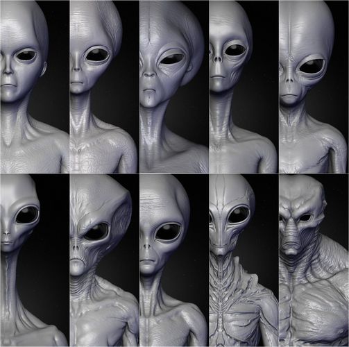 Realistic Aliens Sculpts Full Pack 3D model