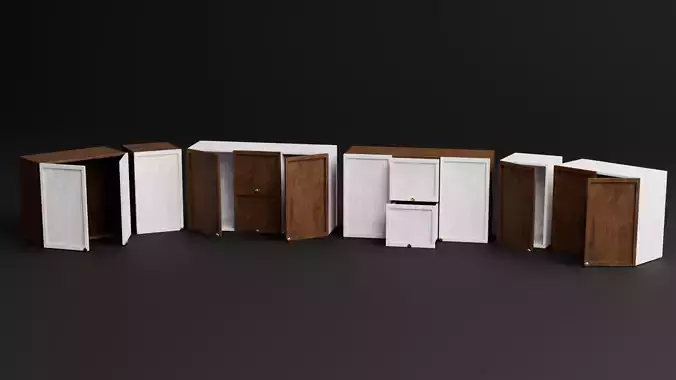 Modular Kitchen Cabinet Pack Low-poly 3D model 3