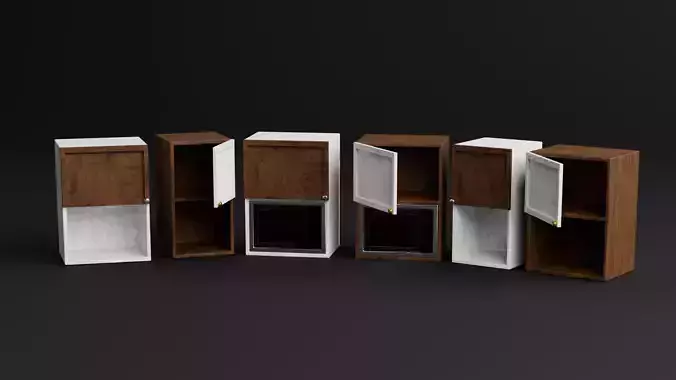 Modular Kitchen Cabinet Pack Low-poly 3D model 4