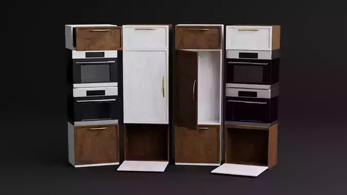 Modular Kitchen Cabinet Pack Low-poly 3D model 5