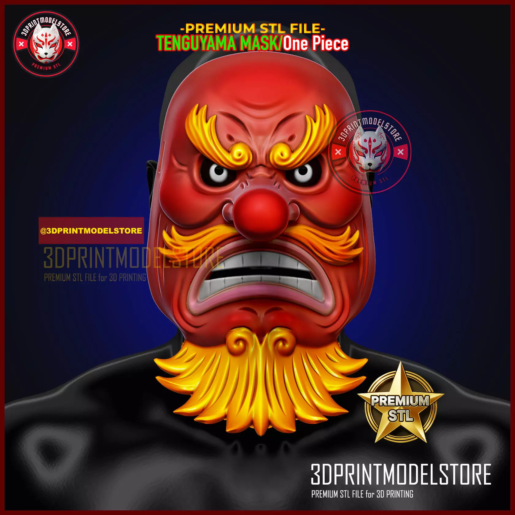 Tenguyama Mask - One Piece LA Cosplay Helmet - Anime Halloween 3D print model
