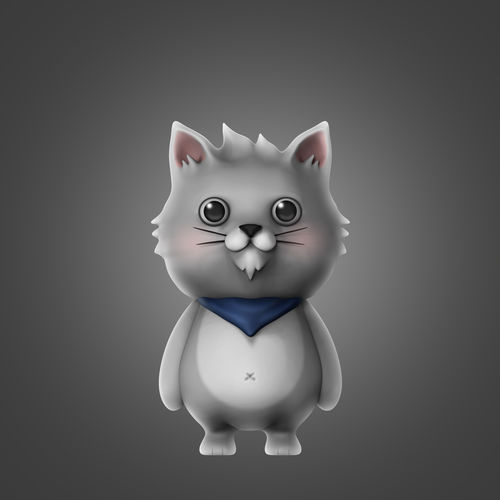 Cat 3D Model Print with bandana 3D print model