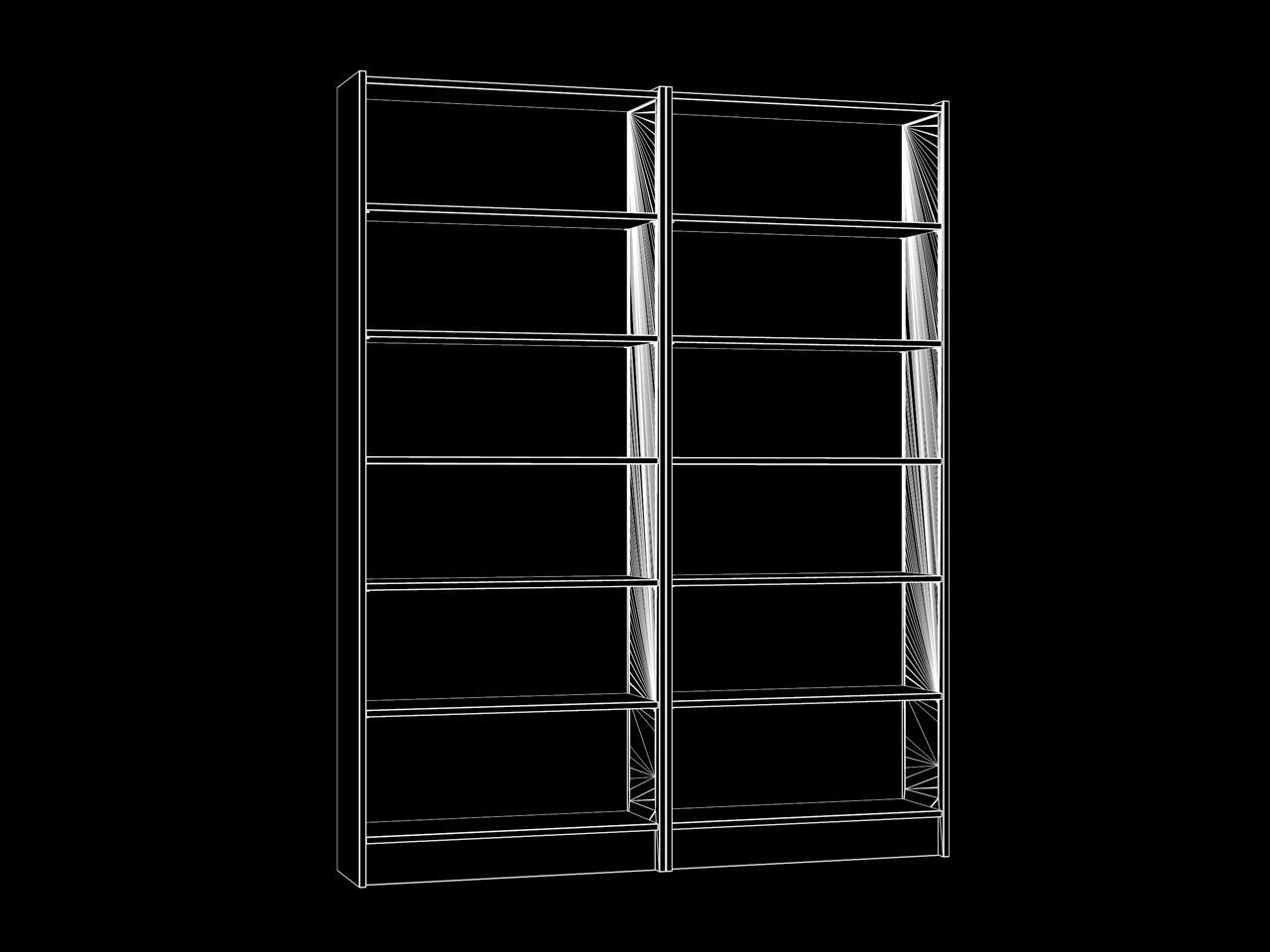 Wood bookcase with books 3D model_4