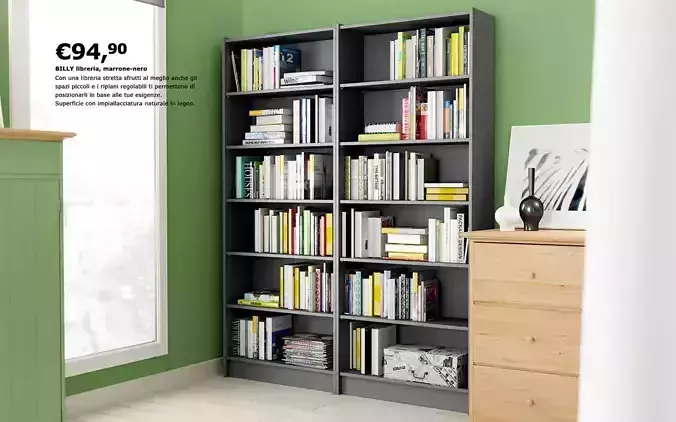 Wood bookcase with books