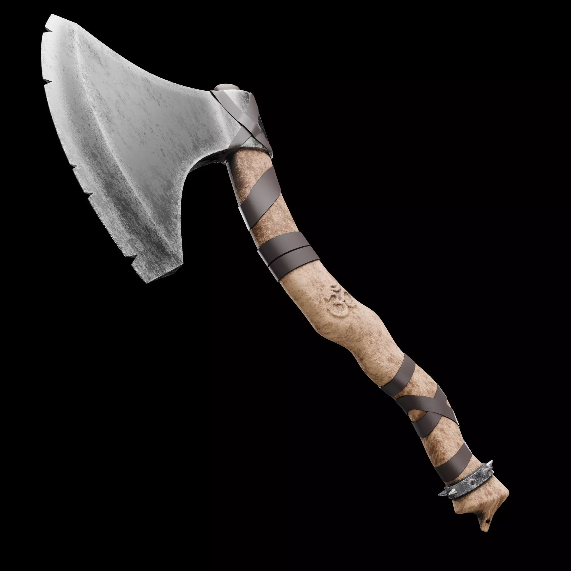 Om Symbol Battle Axe Hindu Weapon Game Ready PBR Low-poly 3D model