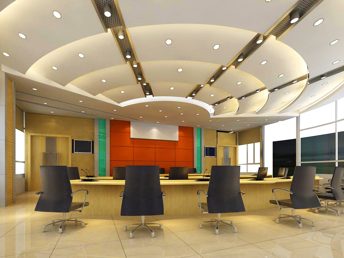Seminar Hall with Stylish Ceiling Decor 3D Model .max