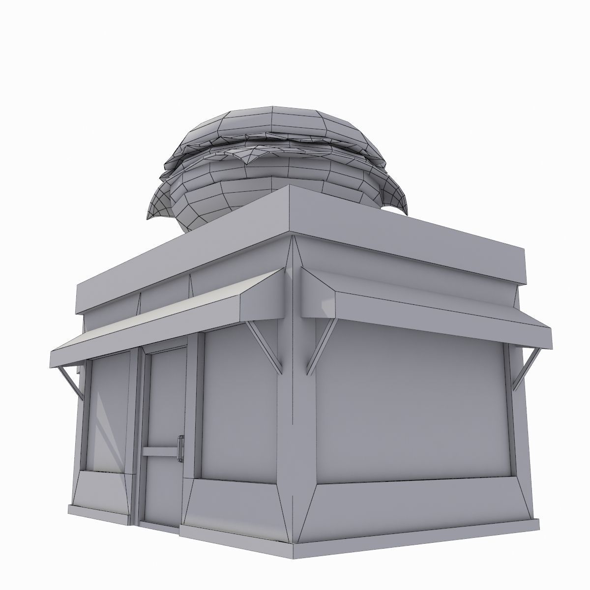 cartoon burger house building low poly Low-poly 3D model_8