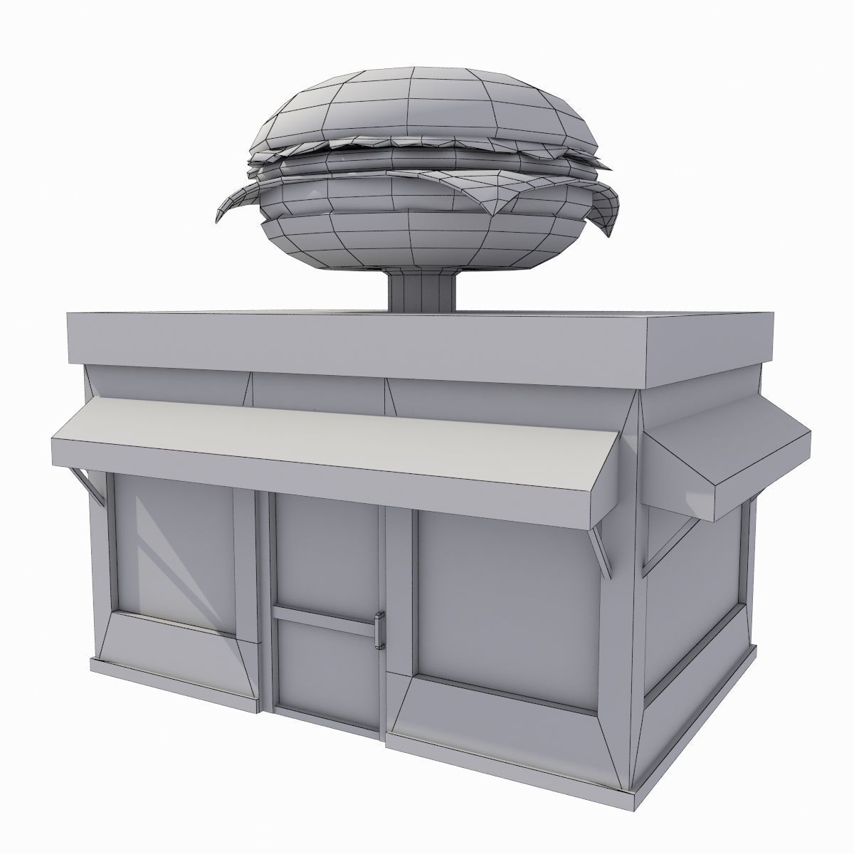 cartoon burger house building low poly Low-poly 3D model_6
