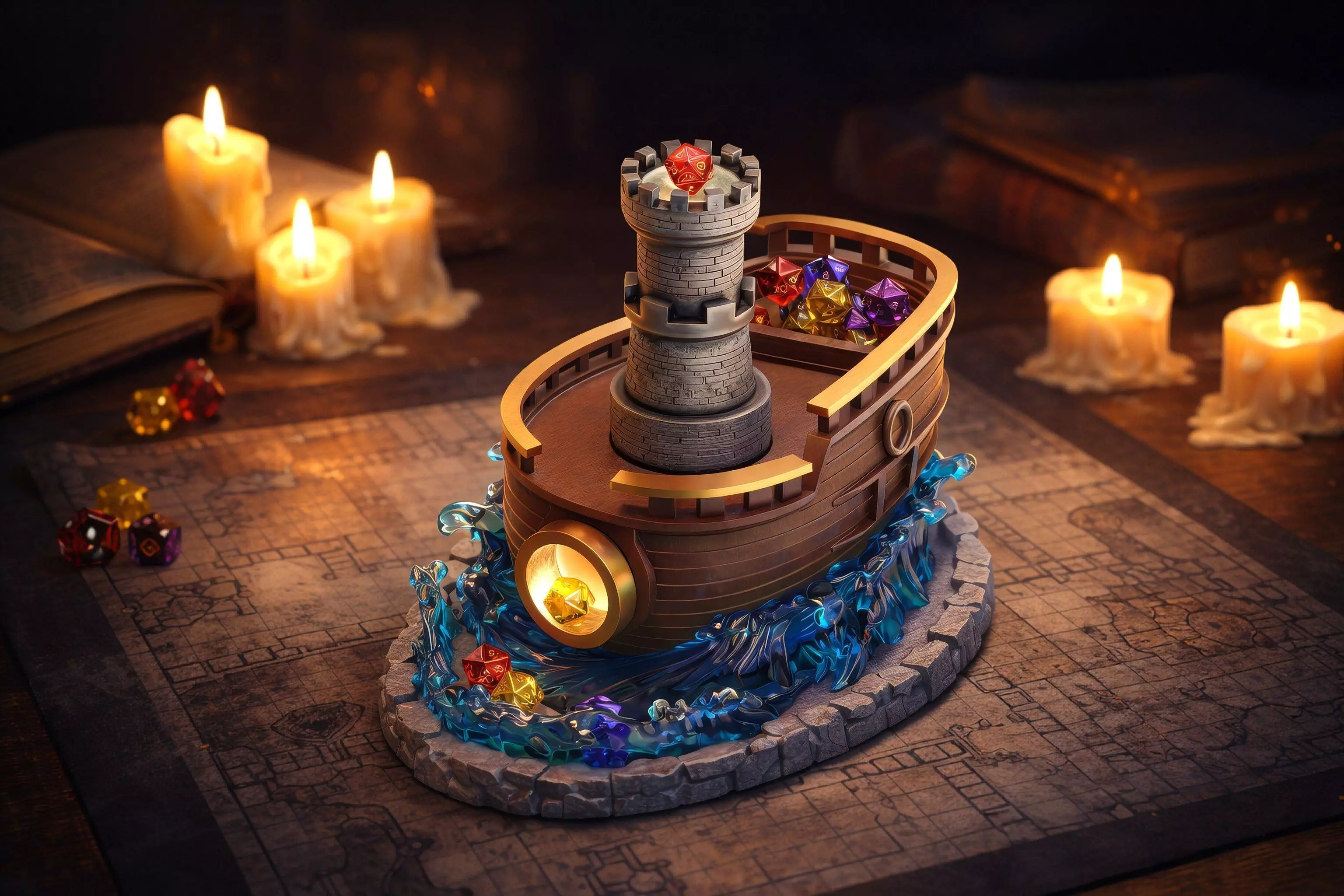 Viking Boat Dice Tower 3D print model