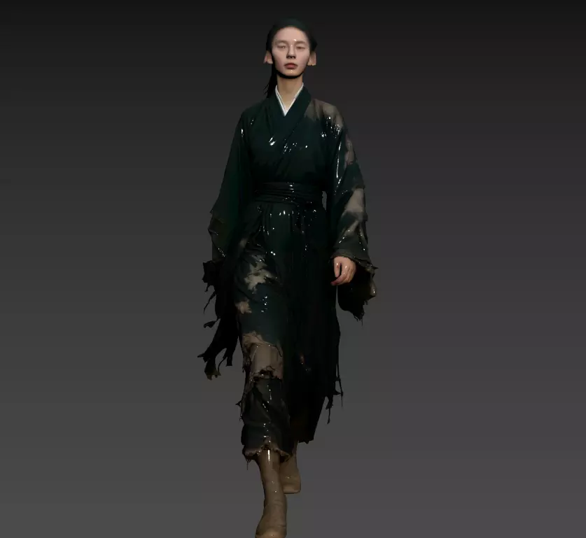 193- Chinese Style Scene - A woman covered in mud and dust 3D model
