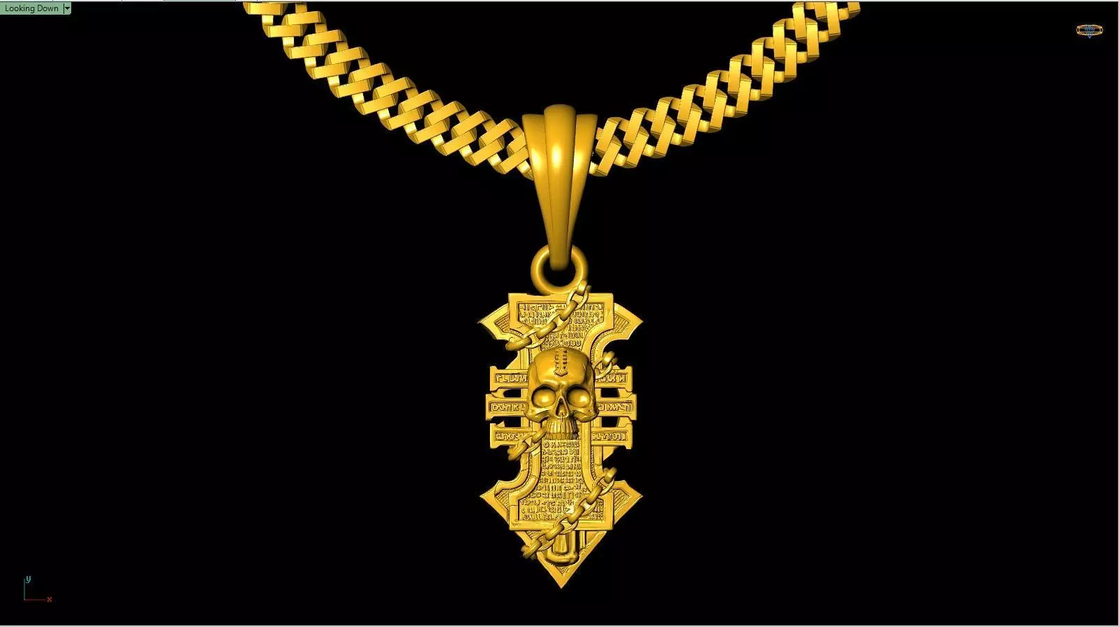 Skull Cross Chain Gothic Jewelry Pendant Necklace 3D print model