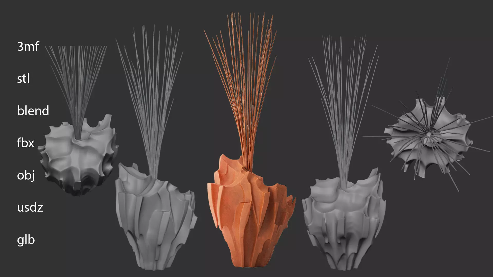 Ancient Stone Branch Vase Organic Sculptural Vessel STL 3MF 3D print model