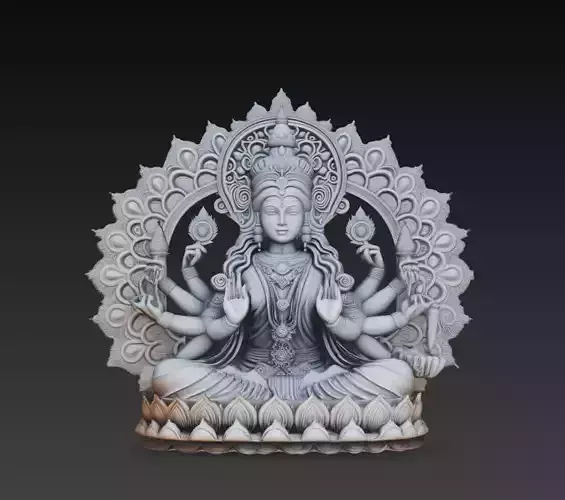Multi Arm Goddess Relief Sculpture Mandala STL