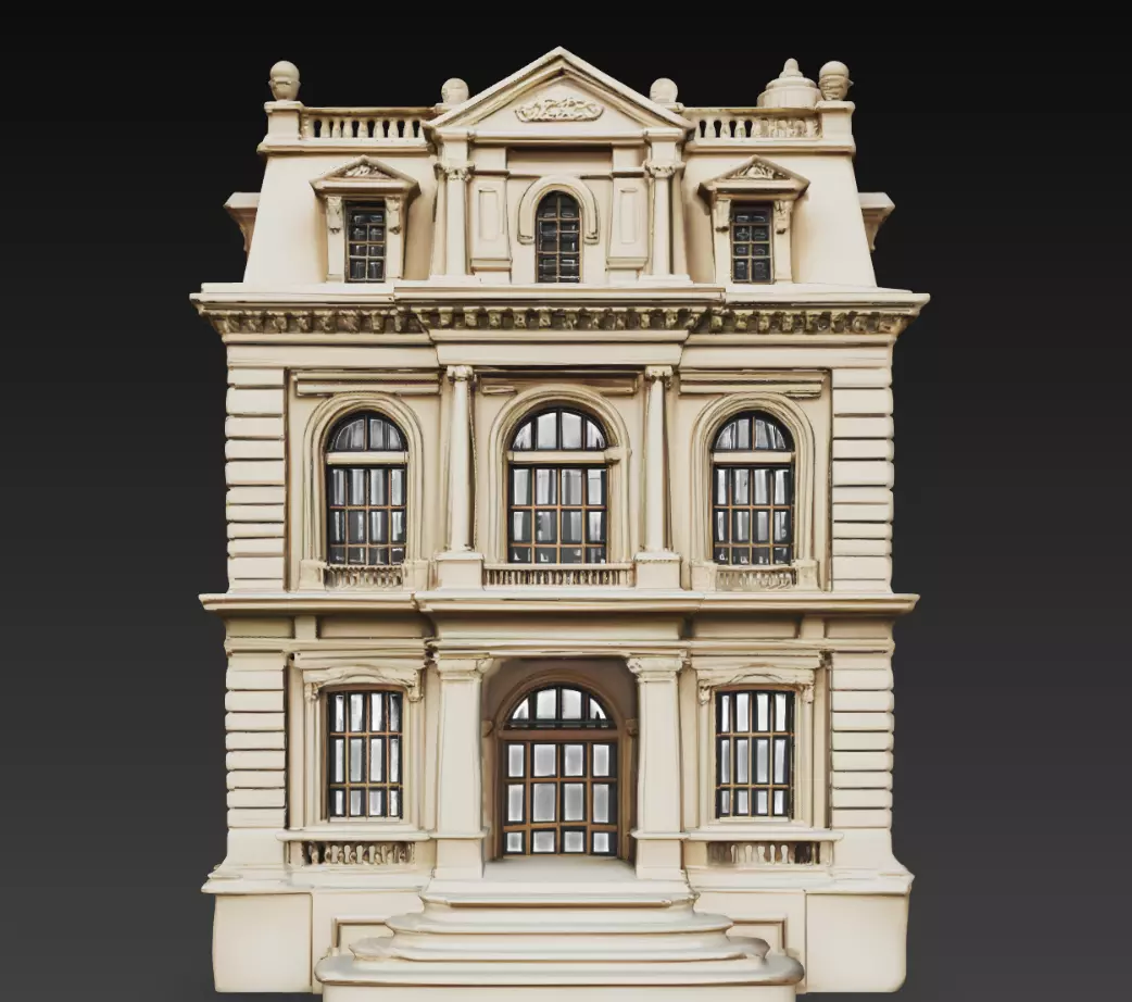 Classic European Townhouse Building STL 3D Model 3D print model