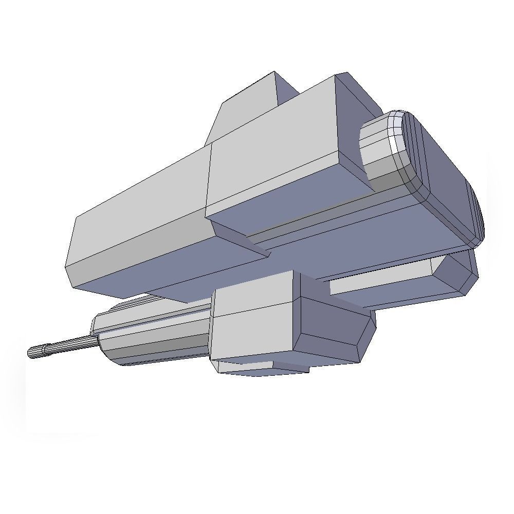 Blaster cannon 02 sci-fi low poly Low-poly 3D model_5