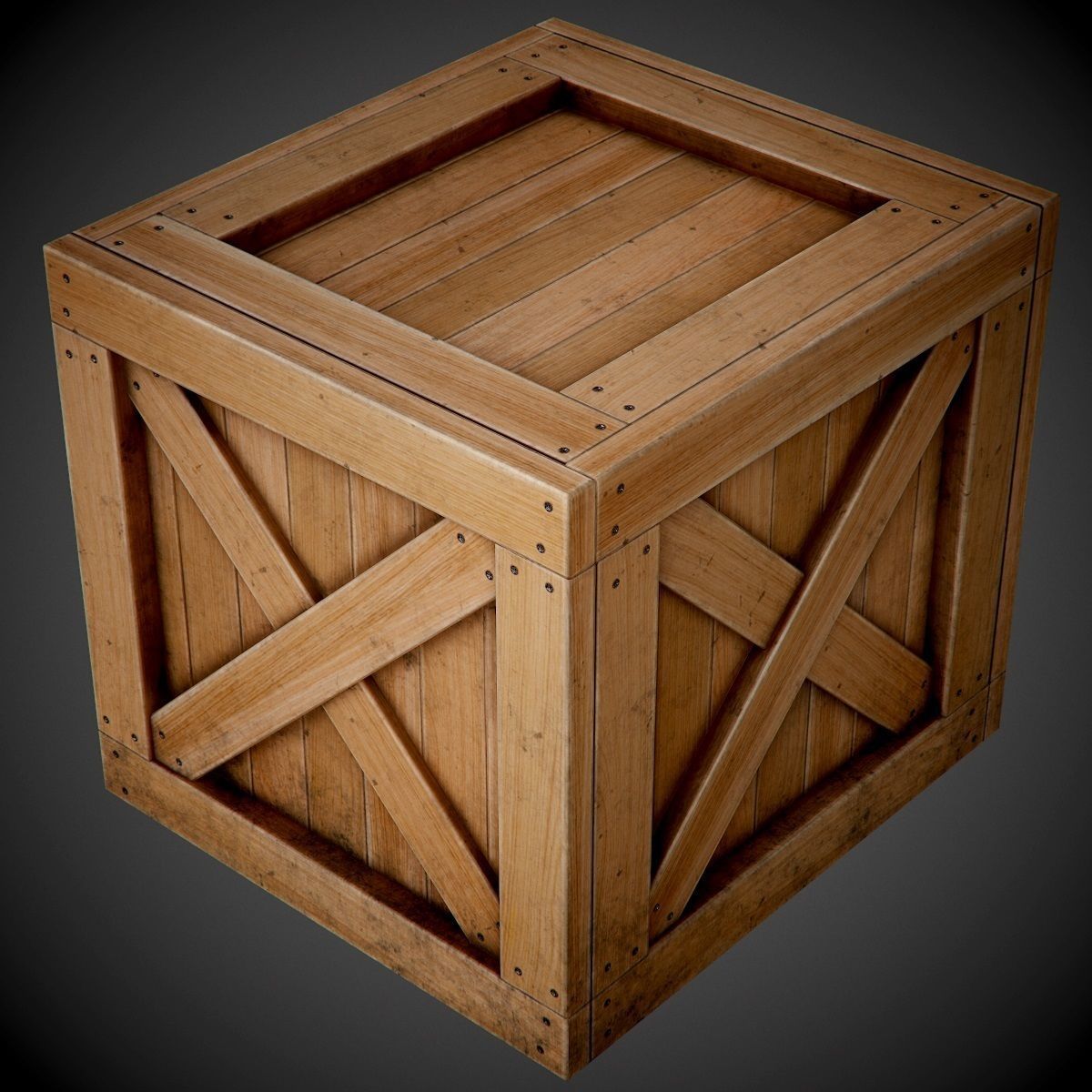 Realistic wooden box PBR Game-Ready Low-poly 3D model_3