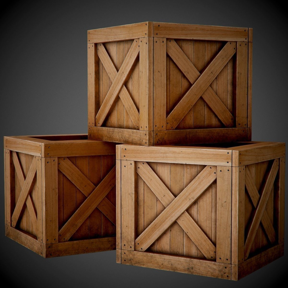 Realistic wooden box PBR Game-Ready Low-poly 3D model_5