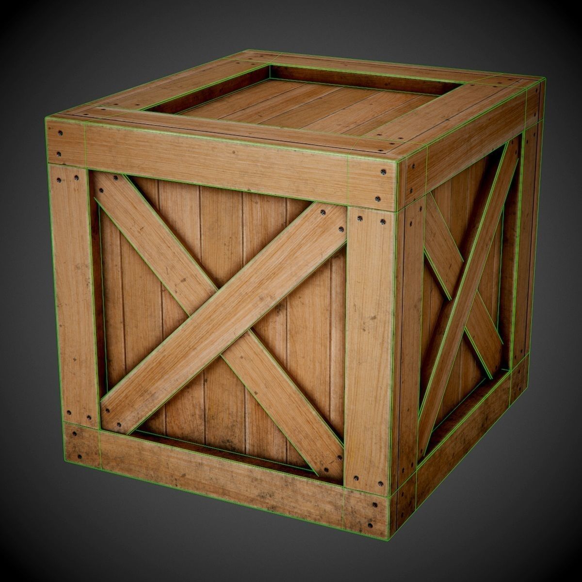 Realistic wooden box PBR Game-Ready Low-poly 3D model_2