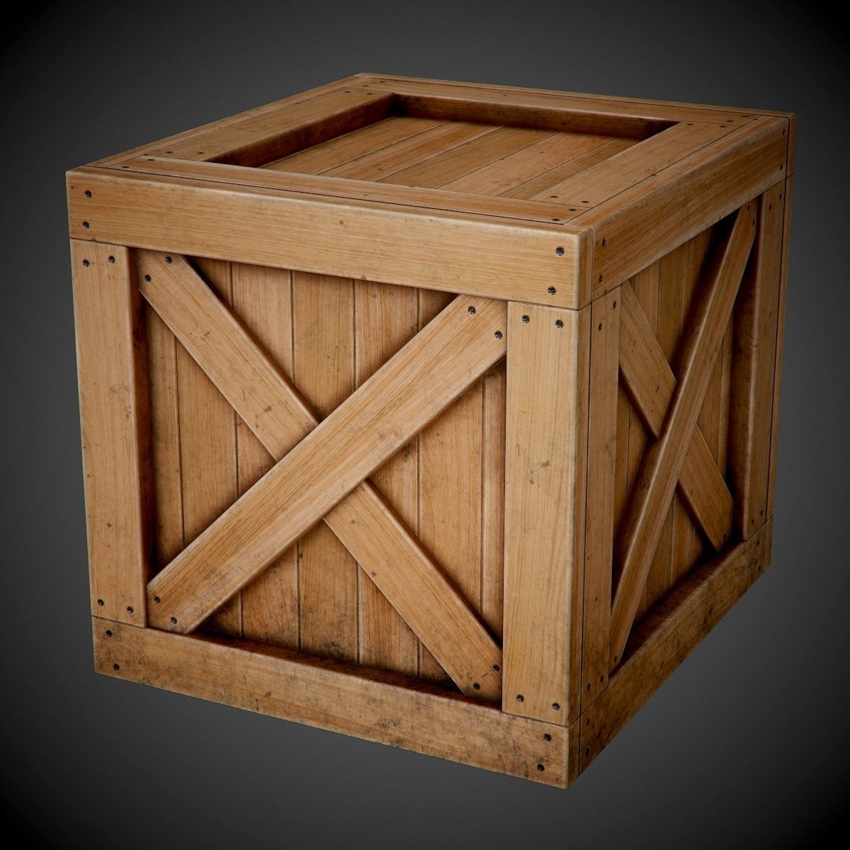 Realistic wooden box PBR Game-Ready Low-poly 3D model_1