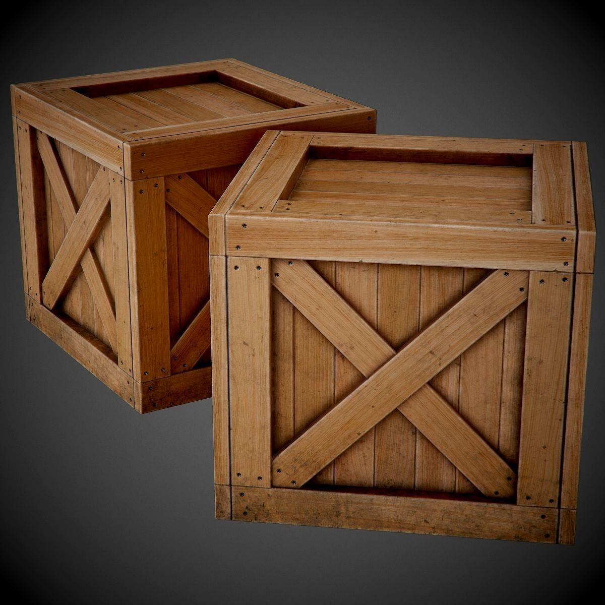 Realistic wooden box PBR Game-Ready Low-poly 3D model_8