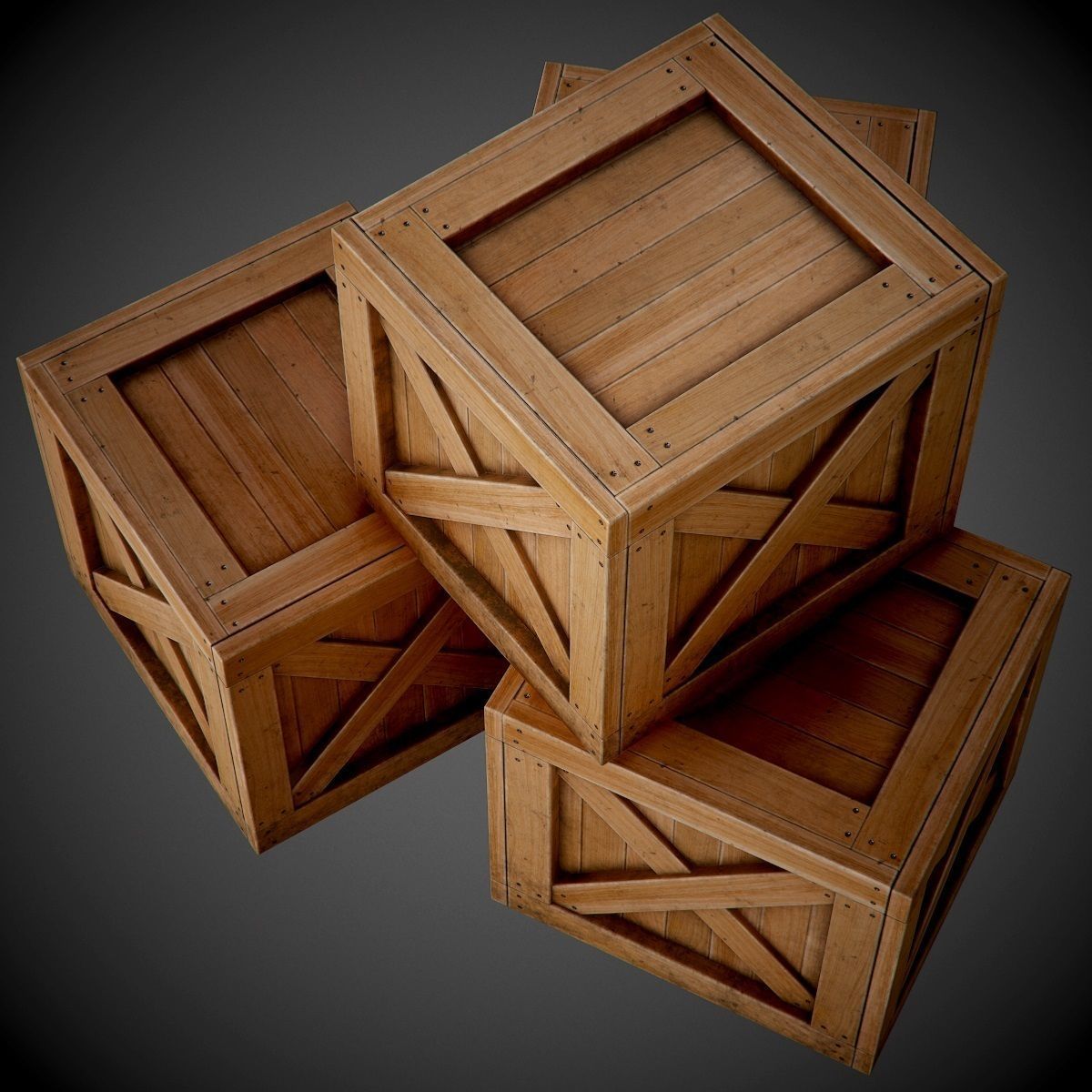 Realistic wooden box PBR Game-Ready Low-poly 3D model_7