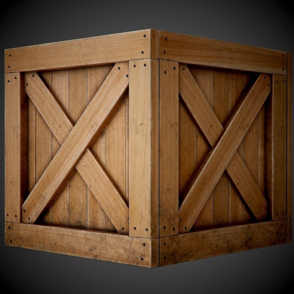 Realistic wooden box PBR Game-Ready Low-poly 3D model_4